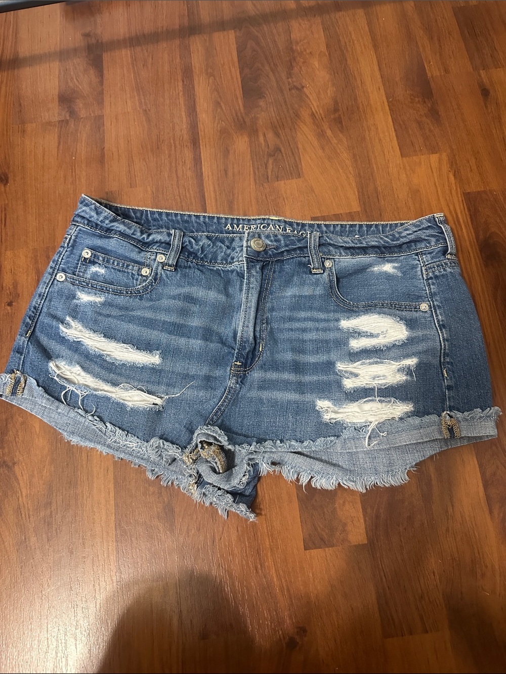 American Eagle Outfitters Light Blue Distressed Denim Cutoff Shorts size 14